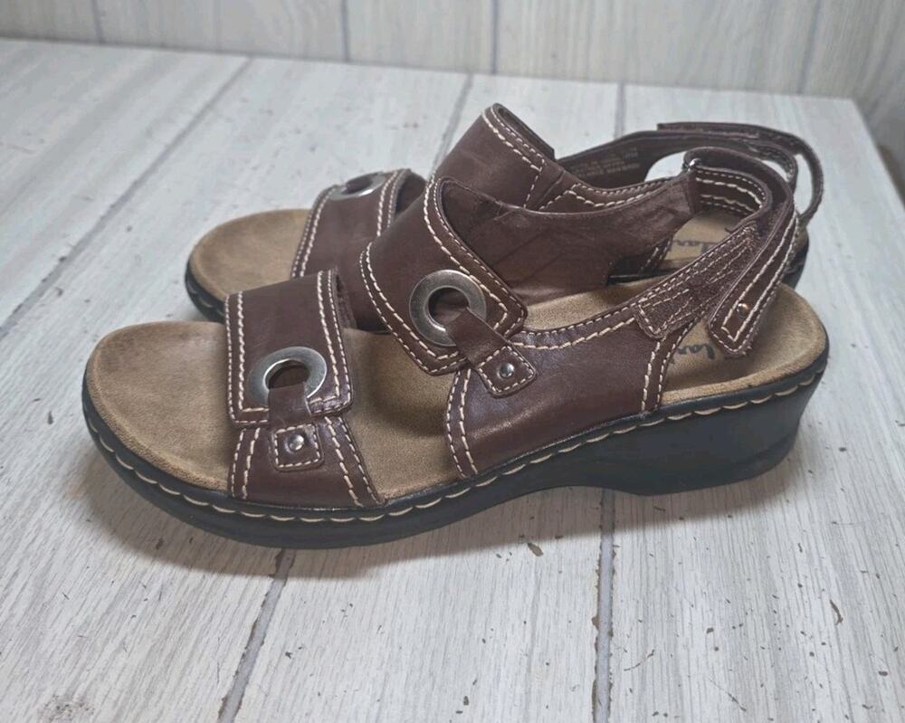 Clarks Lexi Sandals Womens 7.5 M Brown Leather Strappy Slingback Comfort Casual